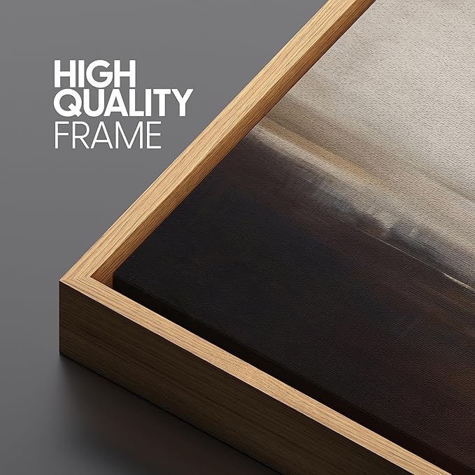 SIGNFORD Large Framed Canvas Print Wall Art Minimalist Landscape in Earth Tones Serene Abstract Horizon Illustrations Modern Art Relax/Calm Warm for Living Room, Bedroom, Office - 60"x20"