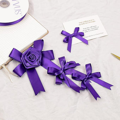 Purple Satin Ribbon, Double Faced 1/4 Inch X 50 Yards Purple Ribbon, Premium Satin Ribbon for Gift Wrapping, Crafts, Hair Bow Making, Sewing, Flower Bouquet, Wedding Party Decor