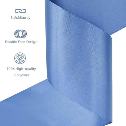 Smoke Blue Satin Ribbon 4 inch X 15 Yards Polyester Ribbon for Gift Wrapping Very Suitable for Weddings Party Hair Bow Invitation Decorations and More