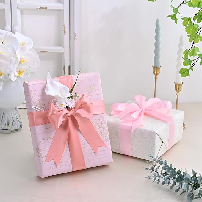 Double Face Dusty Pink Satin Ribbon 1-1/2" X 50 Yards Polyester Dusty Pink Ribbon for Gift Wrapping Very Suitable for Weddings Party Hair Bow Invitation Decorations and More