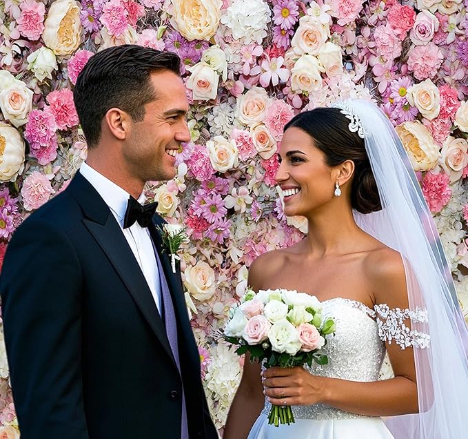 12x10ft Pink Rose Floral Flower Wall Backdrop Girls Wedding Birthday Bridal Shower Kids Portrait Background Photoshoot Cake Table Tea Party Photoshoot Decorations Photo Studio Props
