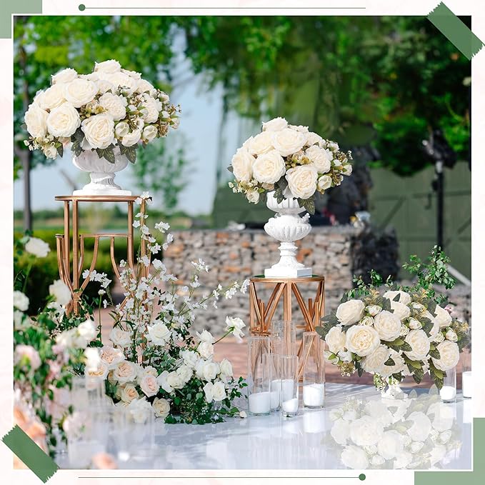 8 Bundles Artificial Peonies Flowers Boho Faux Flowers Arrangements Artificial Centerpiece Spring Bouquet Floral Wedding Decoration for Vase(Milk White)