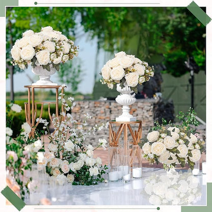 8 Bundles Artificial Peonies Flowers Boho Faux Flowers Arrangements Artificial Centerpiece Spring Bouquet Floral Wedding Decoration for Vase(Milk White)