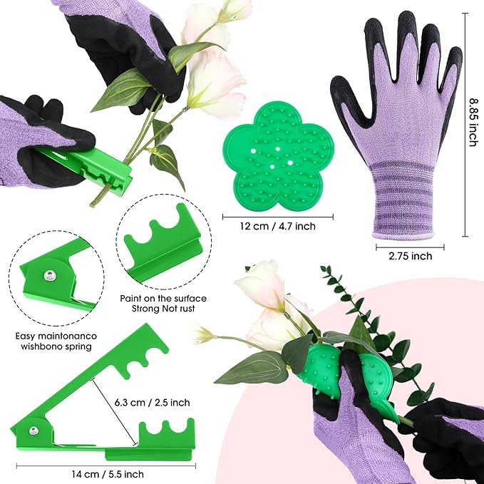 WILLBOND 121 Pcs Floral Arrangement Tool Kit Rose Thorn Remover Pruner Trimmer Gloves 22/26 Gauge Paddle Tie Stem Pearl Corsage Pin Pruning Shears, Florist Garden Tool Gift Kit for Women