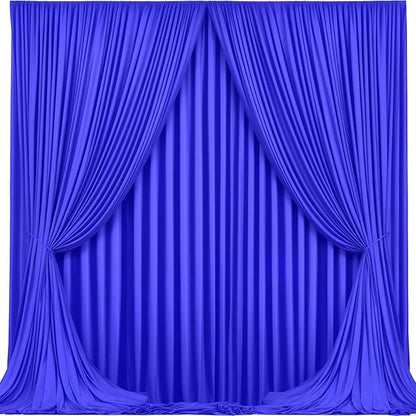 Wish Care Royal Blue Backdrop Curtain 4 Panels - Wrinkle-Free Polyester Photography Drapes for Baby Shower & Birthday Party - 16 X10FT