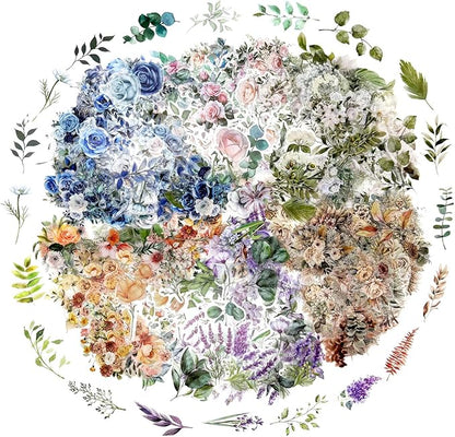 600 Pcs Natural Botanical Flower Stickers, Wildflower Stickers for Scrapbooking Junk Journal Notebook Diary Planner Letter Envelope Water Bottle Phone Case Craft Decoration (Set of 6)