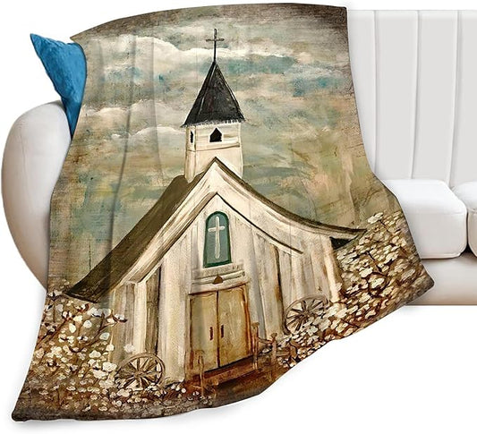Christian Church Blanket Religious Gifts for Women Men Christian Throw Blanket for Kids Adults Soft Warm Cozy Fleece Blanket for Couch Sofa Bed 40"x50"