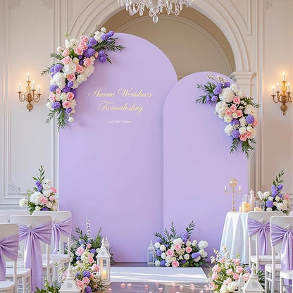 Blue Purple Arch Backdrop Cover Set of 2 Birthday Party Arch Covers 7.2 and 6ft Wedding Arch Cover Stretchy Backdrop Bridal Baby Shower Lavender Lilac Arch Covers Spandex