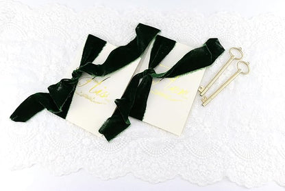 MAYREEL 2 Inch Green Velvet Ribbon Hand Torn Forest Green Silk Frayed Edge for Christmas Gift Wrapping Bridal Bouquets Invitations Wedding Vow Books Gift Baskets 3 Yards