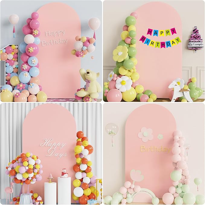 Wokceer 7.2FT Wedding Arch Stand Spandex Fitted Arch Covers Round Top Chiara Arch Backdrop for Birthday Party Ceremony Banquet Decoration Pale Pink
