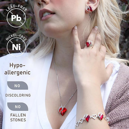 Leafael Necklaces for Women, Infinity Love Birthstone Heart Crystal Pendant, Birthday Jewelry Gifts for Her, Mom, and Wife, Silver Plated, 18 plus 2 inch Adjustable Chain