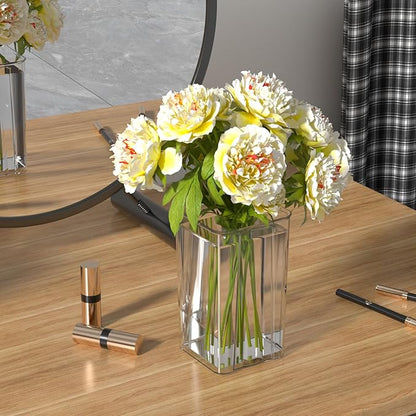 Sadstory Acrylic Small Square Flower Vases, Clear Plastic Table Vases for Centerpieces, 8 Packs