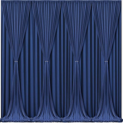 Navy Blue Backdrop Curtains-Wrinkle-Free Navy Blue Curtains Polyester Photography Drapes Wedding Background for Baby Shower Birthday Graduation Party Decorations - 40 X10FT