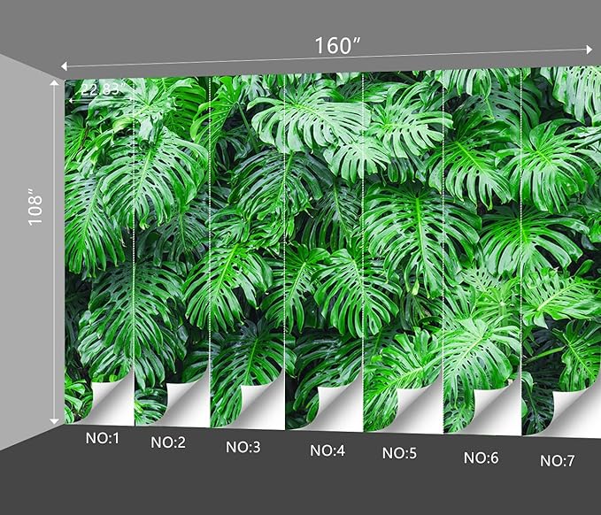 Tropical Botanical 3D Wallpaper Bedroom Green Leaf Plant Monstera murals Aesthetic Room Decor Living Room tv Background Large Wall Mural - 160"x108" Not Peel and Stick