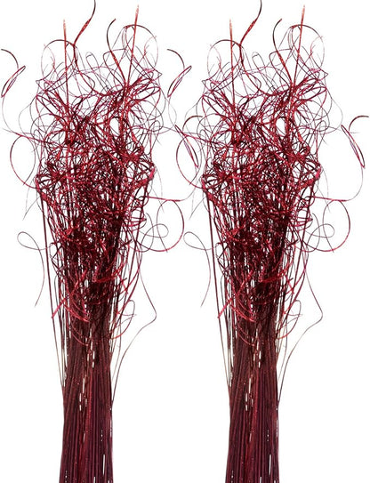Royal Imports Sparkle Glitter Curly Ting Ting Branches Vase Filler for Wedding, Holiday, Home Decoration, 26-Inch, 75 Stems, Red