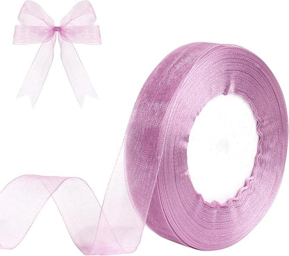 3/4 Inch x 50 Yards Sheer Organza Ribbon Chiffon Ribbon for Gift Wedding Flower Bouquet Wrapping Decorations Crafts (Lavender Purple)