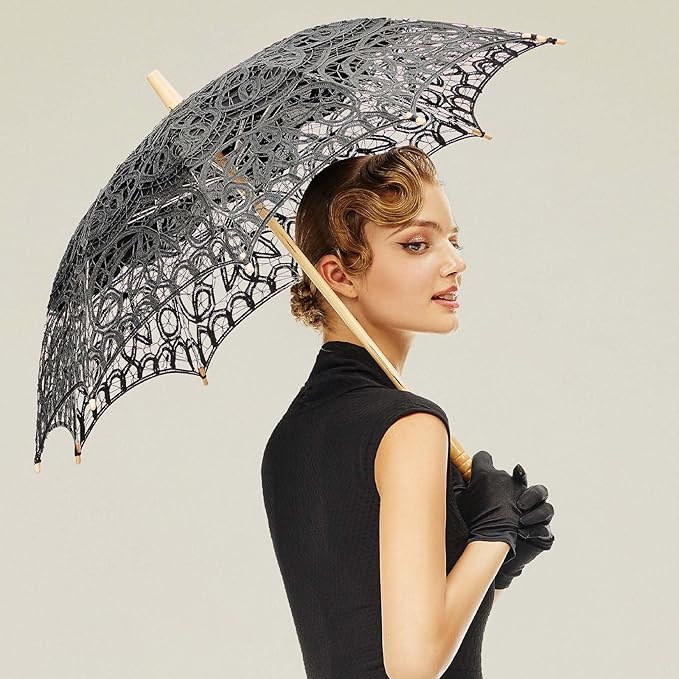 BABEYOND Lace Umbrella Parasol Vintage Wedding Bridal Umbrella for Decoration Photo Lady Costume Tea Party