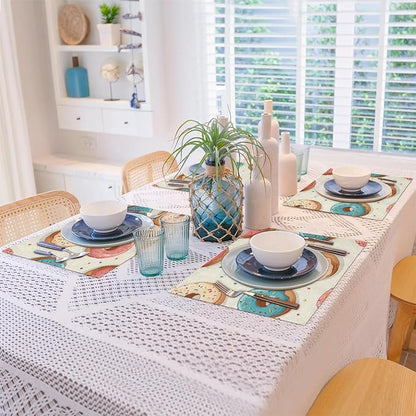 Donuts Placemats, Place Mats Set of 4, Heat Resistant Place Mats, Washable Table Mats for Dining Table, Non-Slip Stain Resistant Kitchen Table Placemats, Food Donut