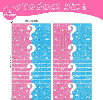 Gender Reveal Foil Fringe Curtains Backdrop Gender Reveal Decorations Party Supplies 2 Pack 3.28 x 6.56 Ft Boy or Girl Gender Reveal Streamer for Welcome Home Girl Boy Birthday Baby Shower Decoration