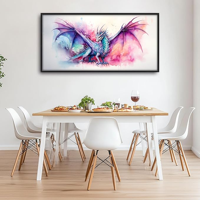 Framed Large Pictures Wall Art for Living Room, Dragon Oversized Wall Decor Dragon Canvas Print Painting Modern Extra Large Framed Artwork for Bedroom Office 60"x30"