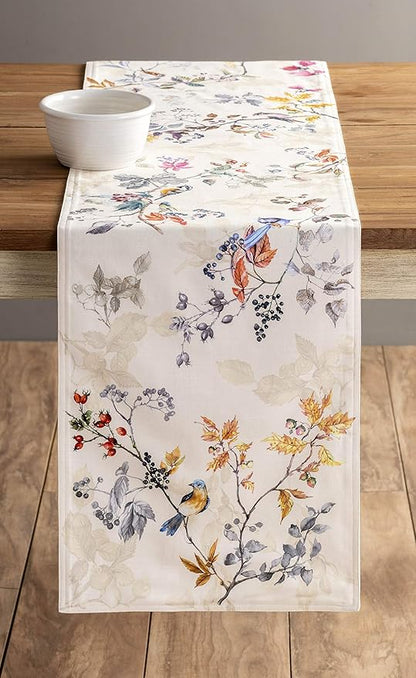 Maison d' Hermine Table Runner 100% Cotton Double Layer Table Runners 108 inches Long for Thanksgiving Christmas Decorations Home Kitchen Dining Party Wedding (Equinoxe - Beige, 14.5" x 108")