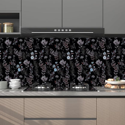 Vintage Floral Wallpaper Peel and Stick Brown Taupe Leaf Contact Paper 17.4" X 118" Moody Wallpaper Waterproof Self-Adhesive Dark Black Wall Covering for Bedroom Countertop Desk Cabinets Decor