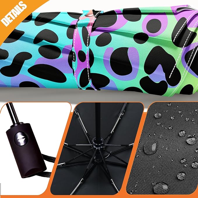 Small Compact Travel Automatic Folding Umbrella for Women, Portable Lightweight, Rain, Wind, UV Sun Shade