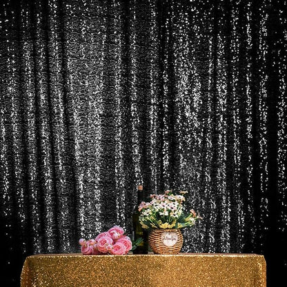 Black Sequin Curtains 10FTx10FT 1 Panel Black Sequin Backdrop for Parties Glitter Backdrop Photo Background for Wedding Baby Shower