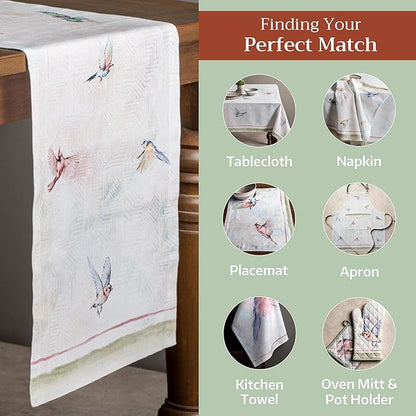 Maison d' Hermine Table Runner 100% Cotton Single Layer Table Runners 72 inches Long Decorative for Home Kitchen Dining Party Wedding Bridal Shower Spring Summer (Flying Birds, 14.50" x 72")