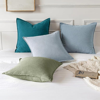 MIULEE Decorative Linen Euro Sham Pillow Covers 26x26 Sage Green Boho FarmhouseNeutral Couch Throw Pillows for Bed Pack of 2 Accent Modern Pillowcase Summer Sofa Livingroom Home Decor