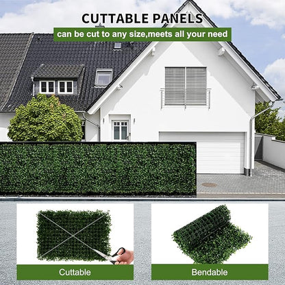 24 Pieces 24"x 16" Artificial Boxwood Panel, Grass Wall Panel, Boxwood Hedge Wall Panels UV Protected Suitable for Artificial Green Wall Decor, Fence Garden Wedding Backyard Decor