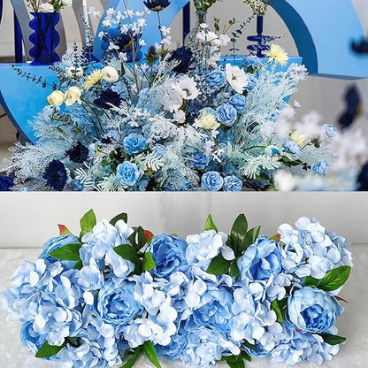 FagusHome 25 Pcs Silk Peony Artificial Flower Heads 4 inch Fake Peony Flowers Heads with Stems Artificial Peony Flower Heads in Bulk Wholesale for Wedding Home Decor (Light Blue)