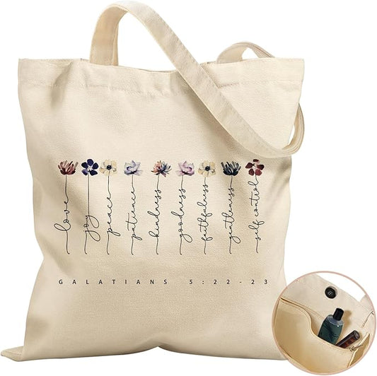 Aesthetic Tote Bag for Women- with Magnetic Buckle and Zipper Inner Pocket Cloth Cotton Canvas Tote Bags
