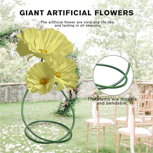 Wedding Giant Flowers Decorations, Large Paper Flowers, Artificial Flower Art Wall Decoration for Reception Banquet Outdoor Ceremony Church Spring Wedding Arrangements 3 Pack (Yellow)