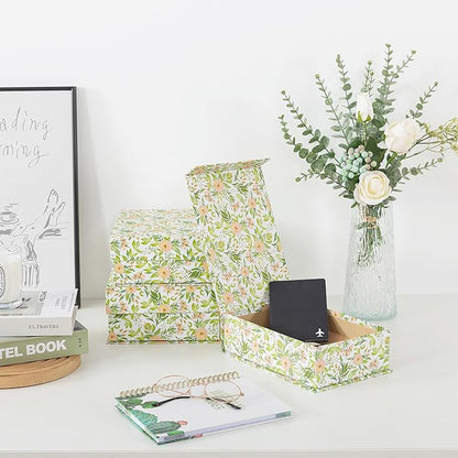 Soul & Lane Decorative Cardboard Storage Boxes, Set of 3 Floral Pattern Keepsake Boxes with Magnetic Closure, Nesting Memory Storage for Organizing and Home Décor, Garden Rose