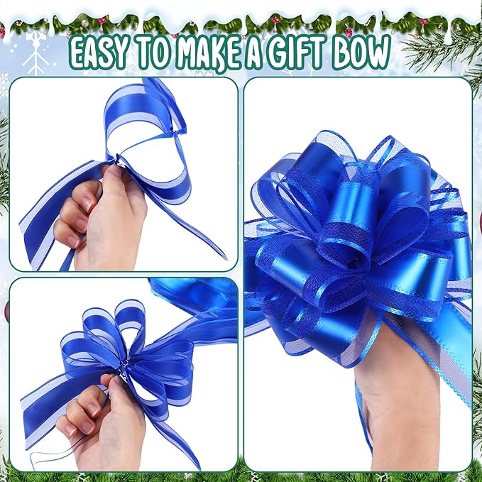 WILLBOND 20 Pieces 6 Inch Pull Bows Gift Wrapping Ribbon Pull Bows for Christmas Wedding Baskets Valentine Multicolor Wrap Accessory for Gift Present Holiday Decor(Multi Color)