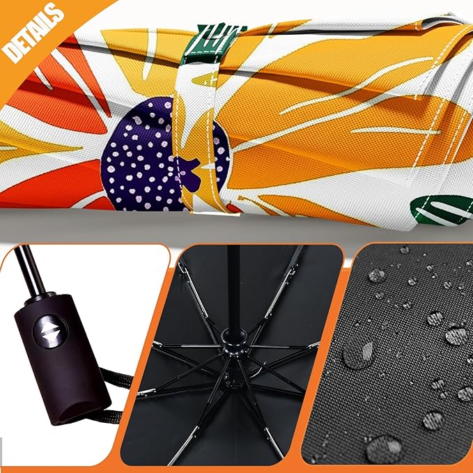Small Compact Travel Automatic Folding Umbrella for Women, Portable Lightweight, Rain, Wind, UV Sun Shade