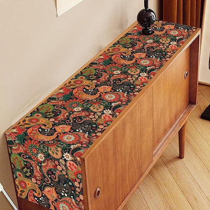 Vintage Paisley Table Runner, Colorful Retro Damask Antique Floral Flower Boho Damask Swirled Print Table Center Decor for Family Kitchen Table Decorations Indoor Outdoor 13x36 inch
