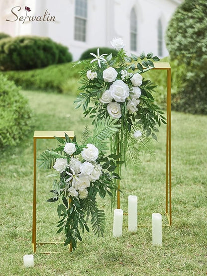 Serwalin White Flowers Artificial, Fake Roses Flowers for Wedding Cake Decoration, Silk Flowers for Wedding Bouquets Baby Shower Centerpieces Floral Arrangements Party Decor