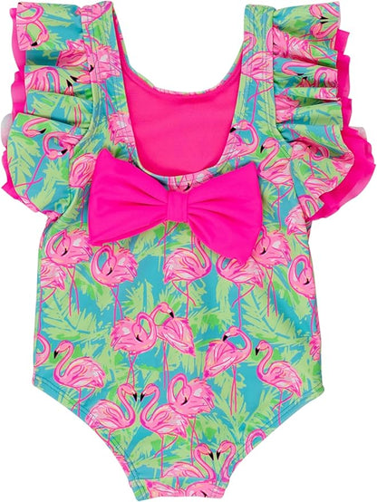 RuffleButts® Baby/Toddler Girls Ruffle Strap One Piece Swimsuit w/UPF 50+ Sun Protection
