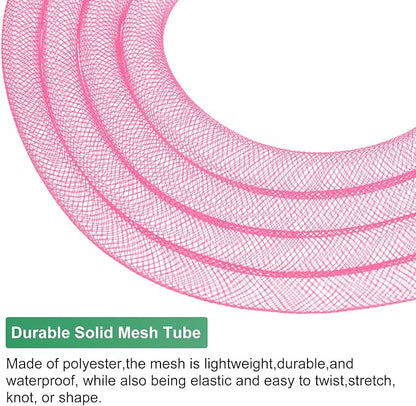 Mesh Tube Ribbon 25 Yards, 10mm Elastic Fabric Ribbons Mesh Tubing for Crafts/Gift Wrapping/Flower Bouquets/Wedding/Birthday/Holiday/Wreaths Christmas/Decoration[Peach]