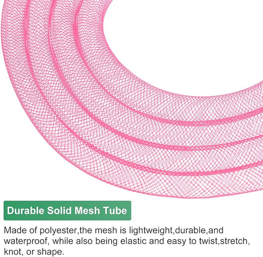 Mesh Tube Ribbon 25 Yards, 10mm Elastic Fabric Ribbons Mesh Tubing for Crafts/Gift Wrapping/Flower Bouquets/Wedding/Birthday/Holiday/Wreaths Christmas/Decoration[Peach]