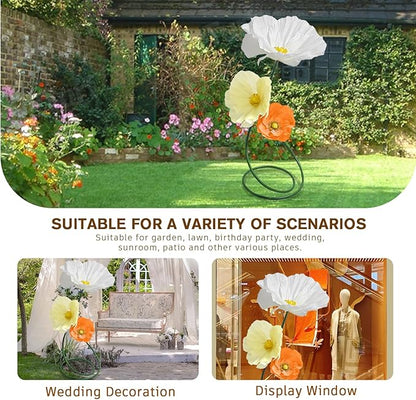 Large Decor Flowers Backdrop, Giant Flowers for Christmas Decoration, Wedding Flowers Decorations, Artificial Flower Art Wall Decorations for Birthday/Party/Baby Shower 3 Pack (Orange Yellow White)