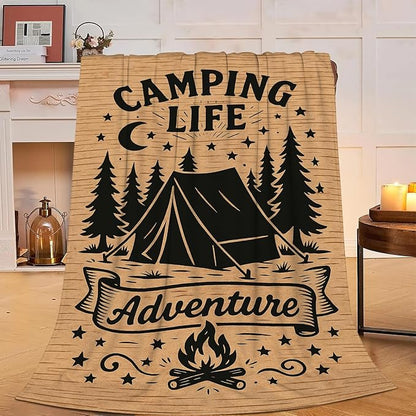 Camping Blanket Camper Throw Blanket Soft Cozy Fleece Fuzzy Stuffed Plush Flannel Gifts for Girls Women Boys Kids Adults 50"X60"