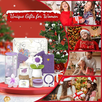 Christmas Birthday Gifts for Teen Girls, Women, Her, Unique Happy Birthday Gift Baskets for Girls Best Friend Sister, Women Gifts Box for Daughter Girlfriend,14pcs Campanula Teenage Gift Set(Purple)