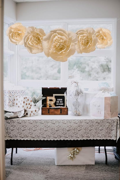 Crepe Paper Flowers Decoration for Wall, Flowers for Wedding Decor,Flower Backdrop Decor,Baby Shower,Birthday Party,Photo Backdrop,Archway Decor, Nursery Wall Decor(Beige,Set of 6)