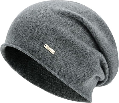 100% Wool Slouchy Beanie, Warm Beanie Hats for Women Breathable Knitting Skull Beanies Cap for Spring Fall Winter