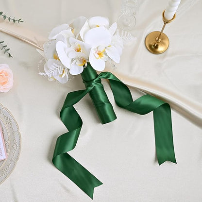 Double Face Forest Green Satin Ribbon 2 inch X 25 Yards Polyester Forest Green Ribbon for Gift Wrapping Very Suitable for Weddings Party Hair Bow Invitation Decorations and More