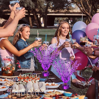 Crowye 3 Pieces Metallic Foil Spray Centerpiece Christmas Party Star Table Decoration Burst Centerpieces Fall Table Decor for Birthday New Year 2026 Party Holiday(Purple)