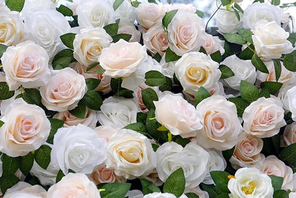 8×8 ft Artificial White Flower Wall with Backdrop Stand, 2pcs 4×8 ft Panels, Assembly-Friendly Floral Backdrop for Weddings, Events, Studios & Window Displays